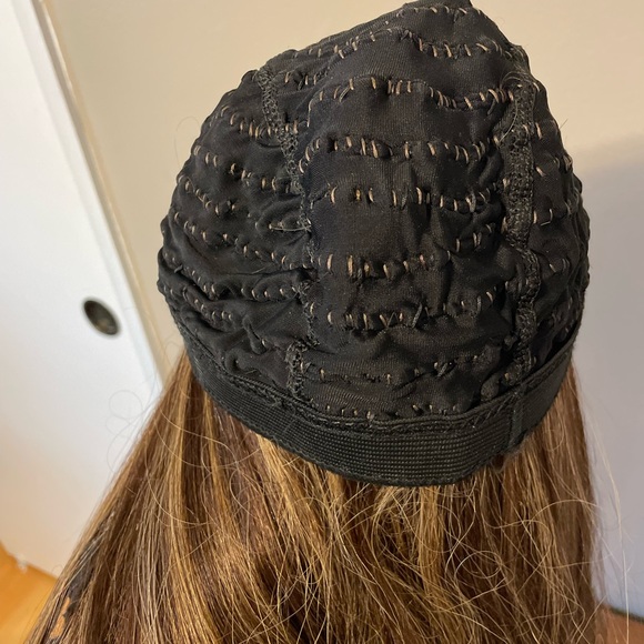 Human Hair Lace Front Part Wig Wig - Brown Brunette w/ Blonde Highlights - Picture 9 of 14